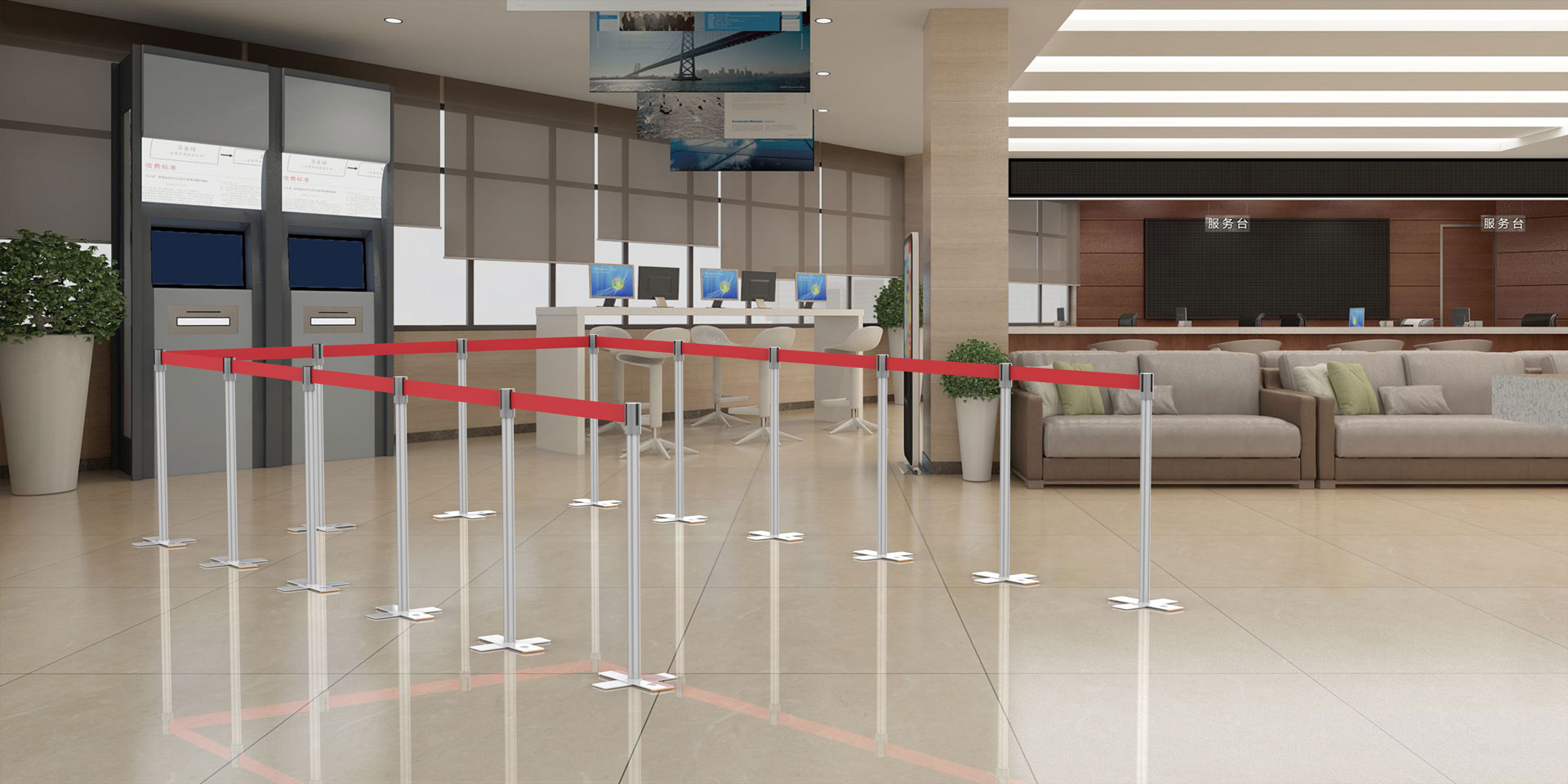 стойка с выдвижной лентой