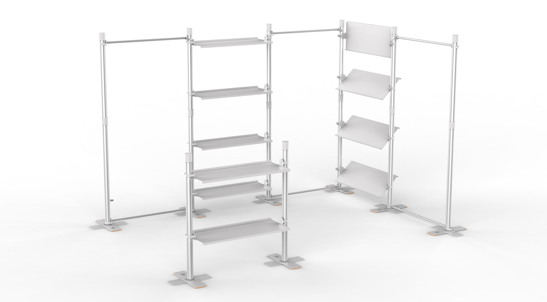 выставочный стенд с полками и нишами